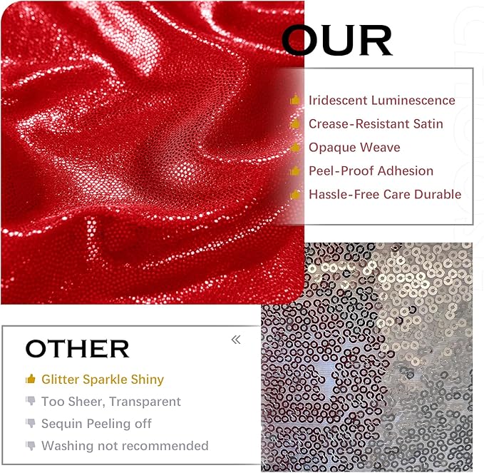 PartyVillage 10x10FT Red Sequin Christmas Backdrop Curtain -2 Panels 5x10FT - Image 3