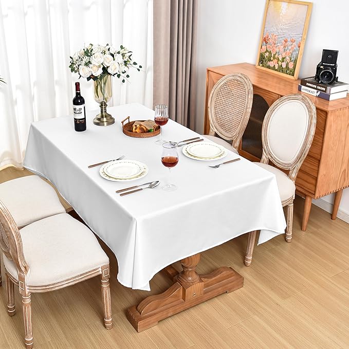 Fitable Faux Linen Tablecloths 2 Pack, Faux Burlap Fabric Table Clothes - Image 7