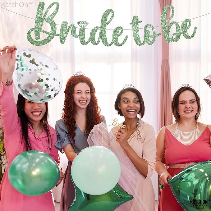 KatchOn, Sage Green Glitter Bride To Be Banner - Image 8