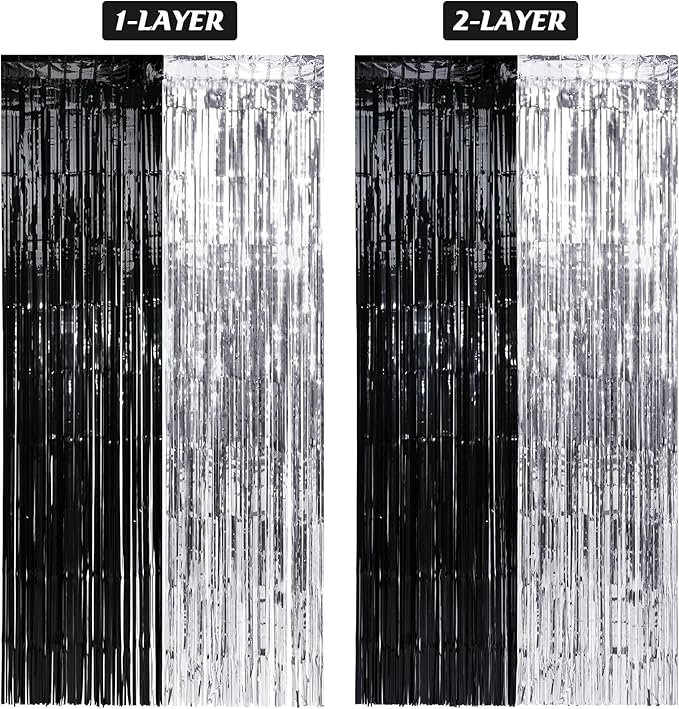 3 Pack 3.3Ft x 6.6Ft Graduation Foil Fringe Curtain Backdrop Decorations - Image 5