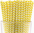 Pack of 900 Yellow Chevron Biodegradable 4-Ply Paper Drinking Straws by Stephanie+Imports