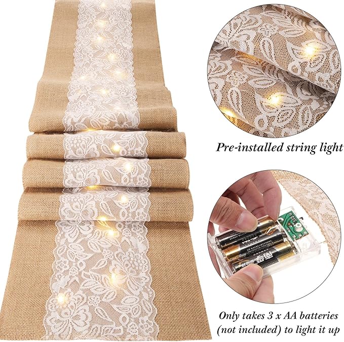 Xinnun 12 Pcs Burlap Table Runner - Image 3