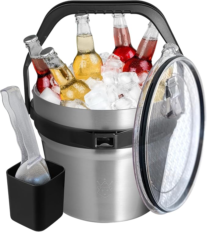 Insulated Ice Bucket with Lid & Scoop-XL Double-Walled, bar Essentials by Unknown