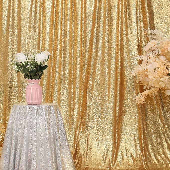 Gold Sequin Photography Backdrop Curtain - Image 4