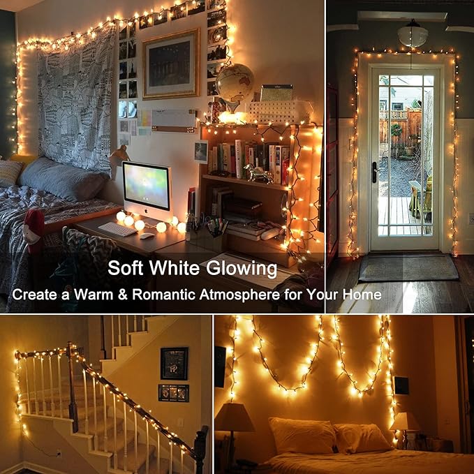 Clear Christmas Lights, 69.6ft 300ct Incandescent Christmas Lights, Connectable - Image 2