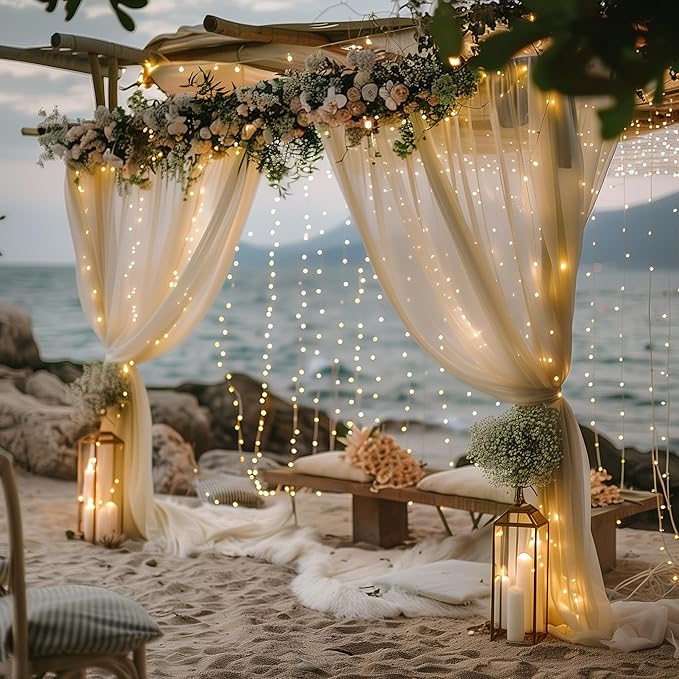 Fomcet Champagne Tulle Backdrop Curtains - Image 8