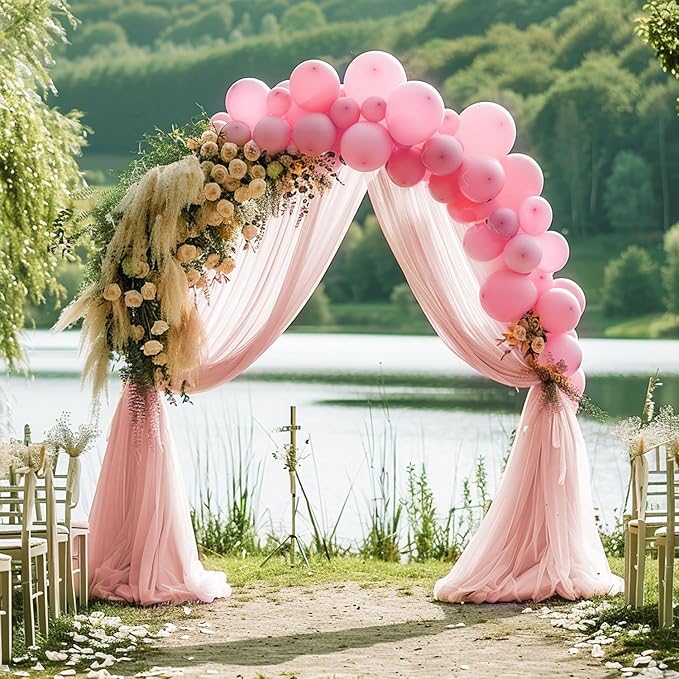 Wokceer Wedding Arch Draping Fabric 6 Panels 28.7" x 20FT Blush Drapes Sheer - Image 3