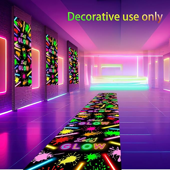Haull 118 x 39 Inch Neon Light up Dance Floor Glow in The Dark Runner UV - Image 6