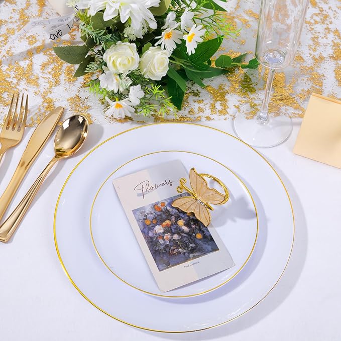 KIRE 200PCS Gold Plastic Plates - Image 2