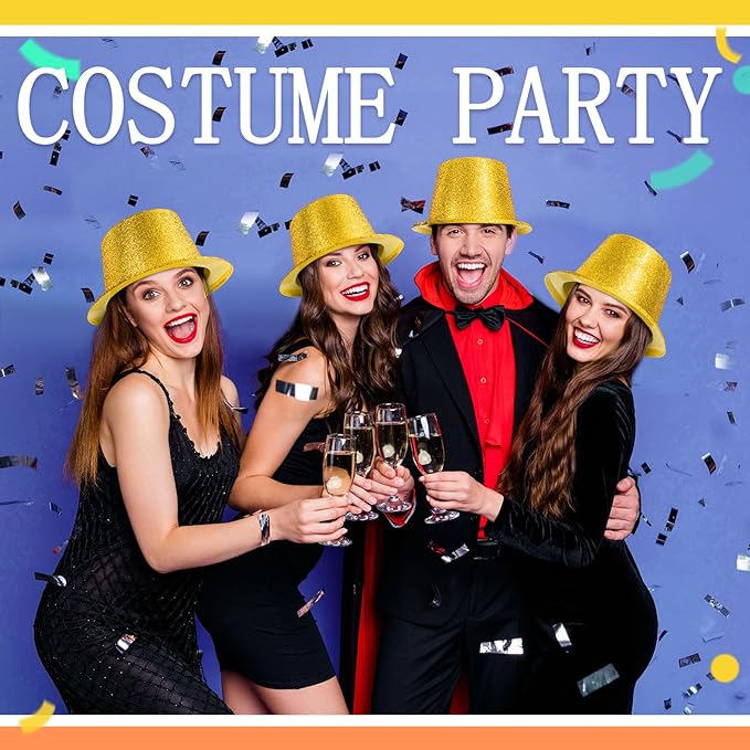Hillban 24 Pcs Halloween Glitter Top Hat Bowler - Image 6