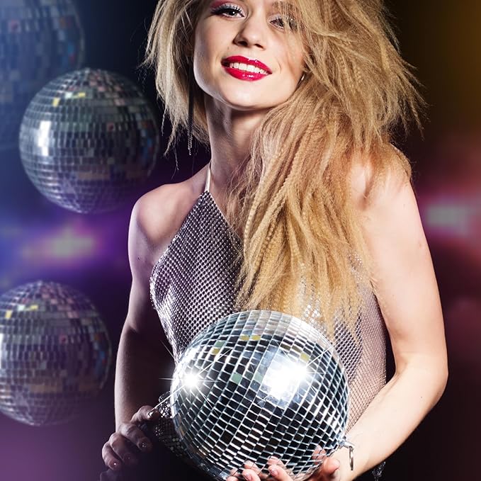 4 Pack Large Disco Ball Silver Hanging Disco Balls Reflective Mirror Ball - Image 5