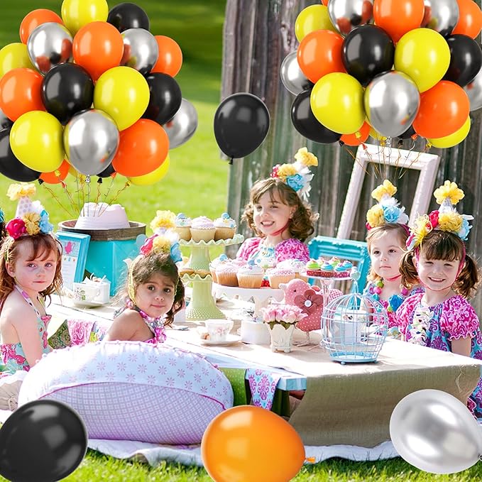 Paready Black Orange Yellow Balloons, Car Theme Party Balloon - Image 6