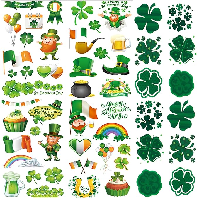 140+ Pcs St Patricks Day Tattoos, 34 Sheets Unique St. Patrick's Day Tattoos by XIYOKA