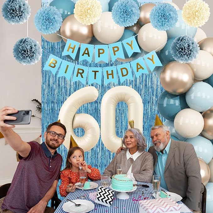 Dusty Blue 60th Birthday Party Decorations - Image 6