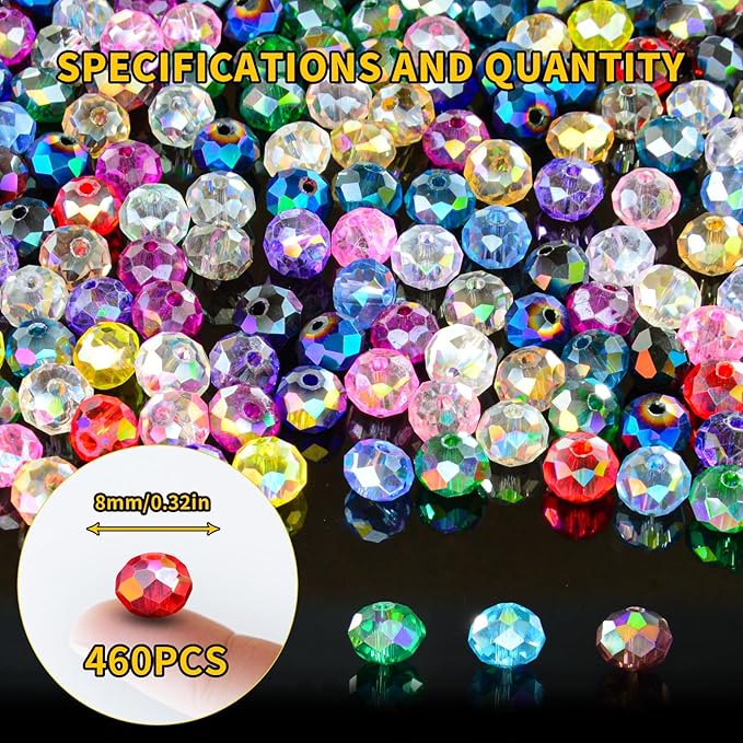 460Pcs Colors Random 8mm Crystal Glass Beads - Image 2