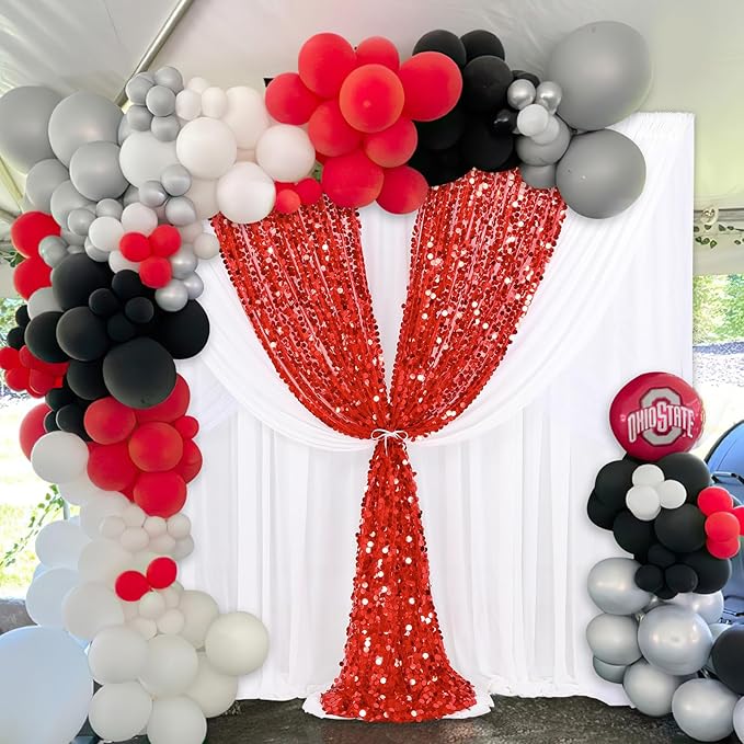 4ftx8ft Red Sequin Backdrop 2 Panels Big Payette Sequin Fabric Background - Image 6