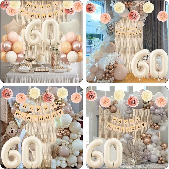 Beige 60th Birthday Decorations - Image 8