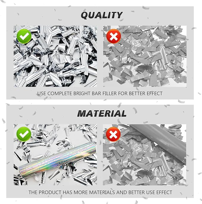 Confetti Cannon 12 Pack Sliver Confetti Poppers 12 Inch Streamer Cannon Foil - Image 4
