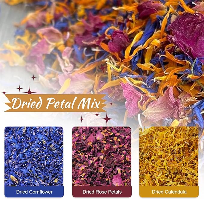 Dried Flower Petals Blend 1oz Natural Dried Rose Petals, Cornflower - Image 4