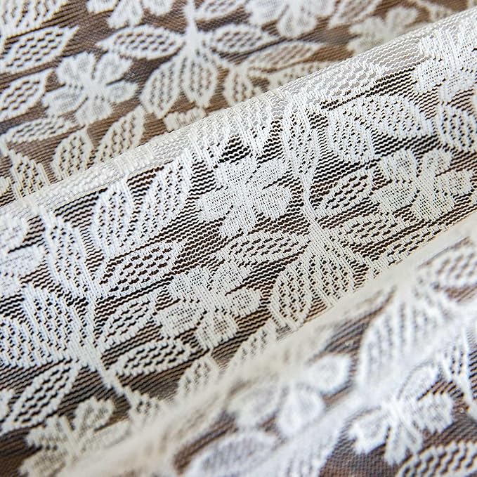 Lace Tablecloth Leaf Pattern Warp Knitting Fabric Solid White Rectangle/Oblong - Image 5