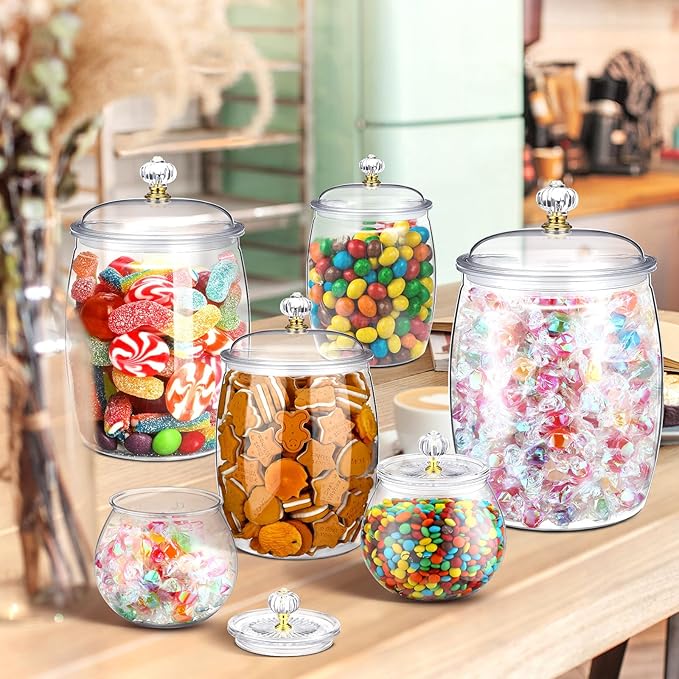 Nuogo 6 Pcs Plastic Candy and Cookie Jar - Image 6