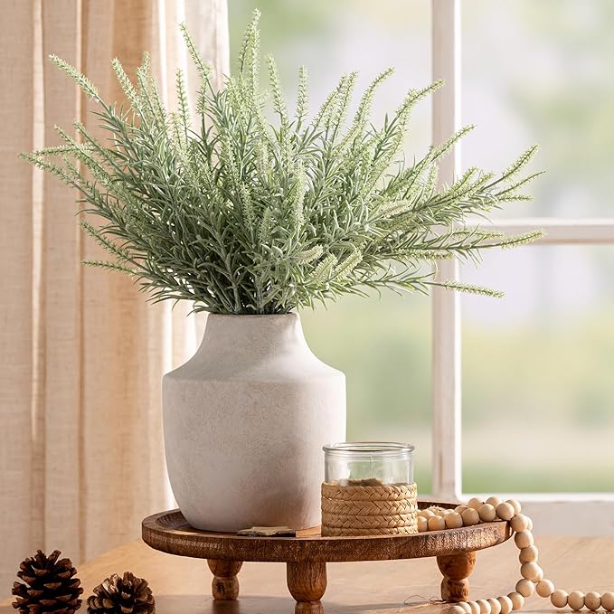 Mitt&Ditt Ceramic Flower Vase, 7.5 inch Off-White Farmhouse Rustic Vase - Image 3
