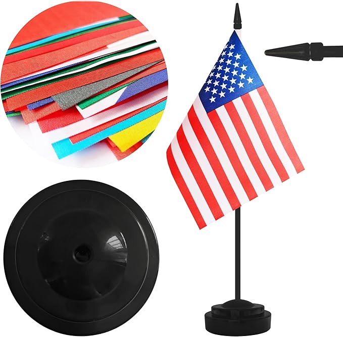 2 Pack USA Desk Flag Set, American Desktop Small Miniature Table Office Flag - Image 3
