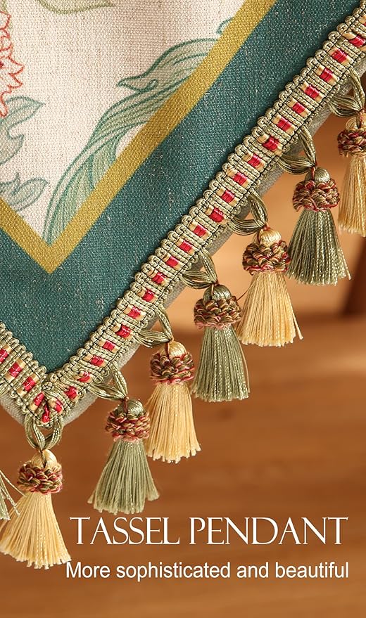 patdrea Designer Green Floral Extra Long Table Runner, French Elegant Vibrant - Image 4