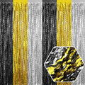 4 Pack Black Gold Silver Wave Foil Fringe Curtain Backdrop, 3.28Ft x 8.2Ft by Ferwzsr