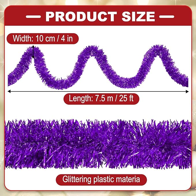 25 Feet Metallic Twist Tinsel Garland Wall Hanging Backdrop - Image 2