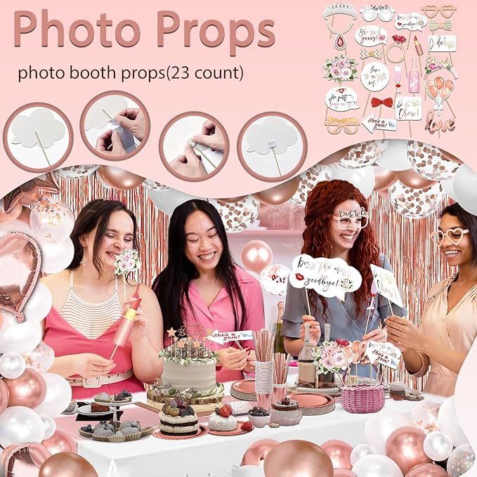 274 Pcs Rose Gold Bridal Shower Decorations, Bachelorette Party Decorations - Image 6