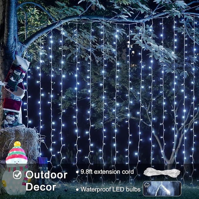 JMEXSUSS 300 LED 9.8x9.8Ft Curtain Lights Indoor - Image 9