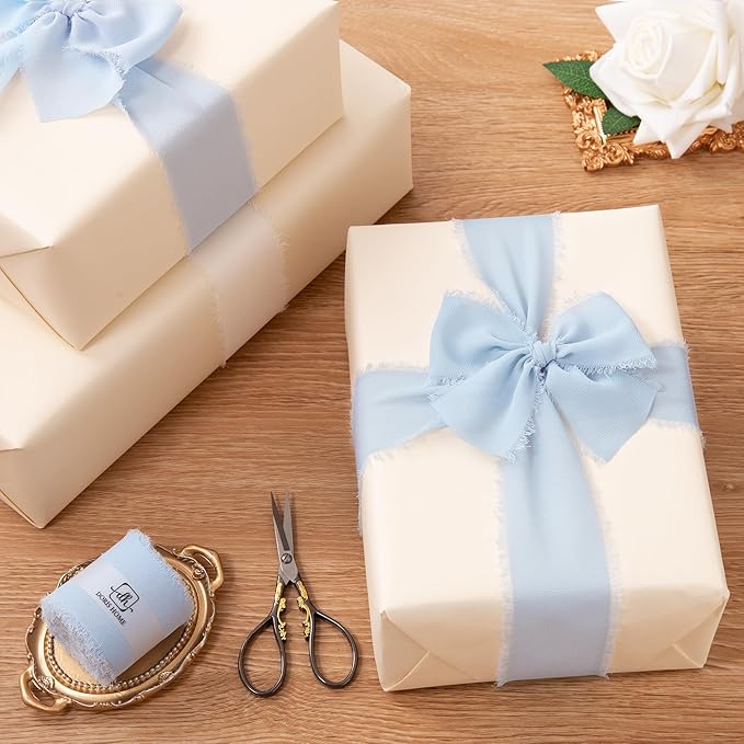 DORIS HOME Baby Blue Chiffon Ribbon - Image 5