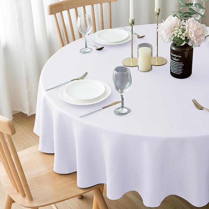 Biscaynebay Textured Fabric Round Tablecloths 70" - Image 6