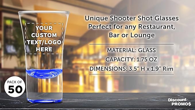 Custom 2 oz. Lord Shooter Etched Shot Glasses, 50 pack, Personalized Text - Image 4