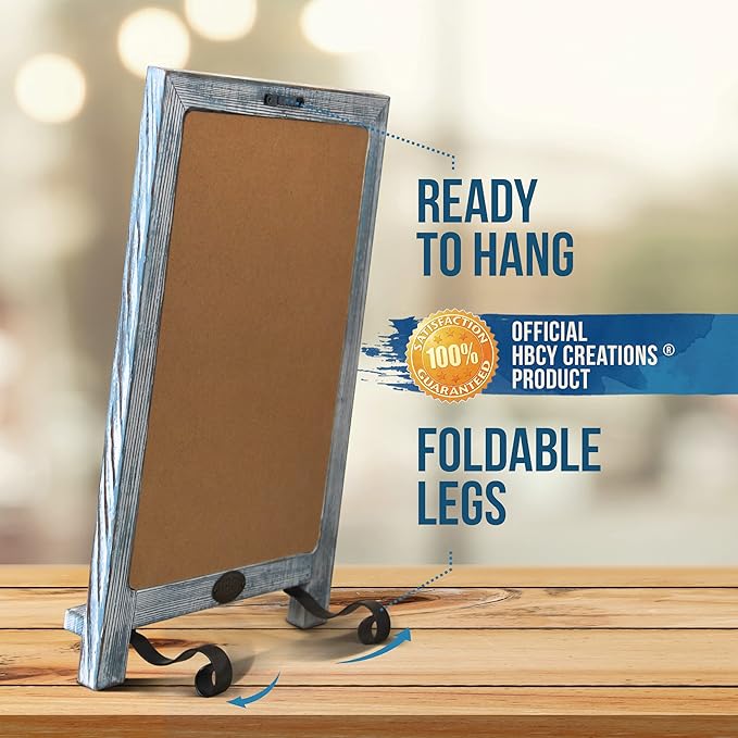 HBCY Creations Rustic Blue Wood Tabletop Chalkboard - Image 3