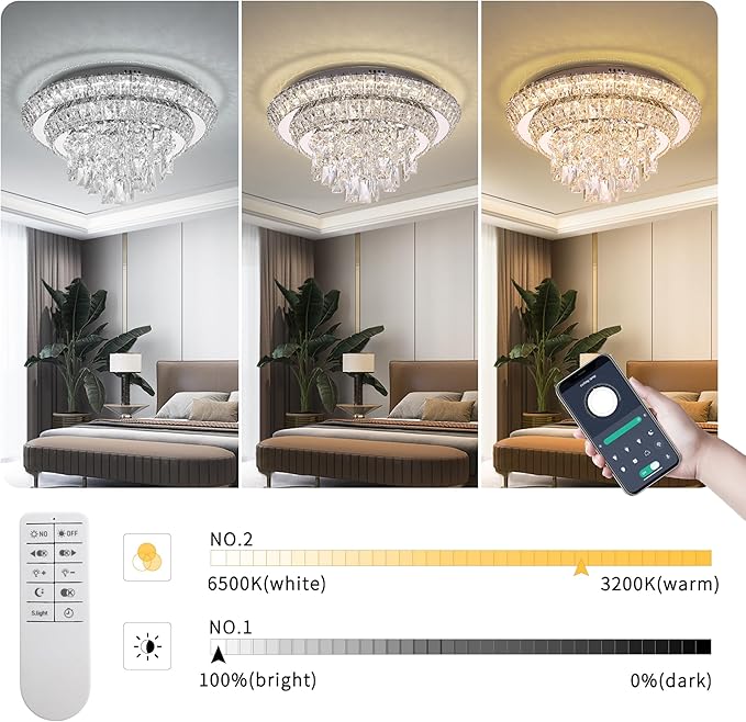 18 inch Crystal Silver Ceiling-Light Flush Mount - Image 2