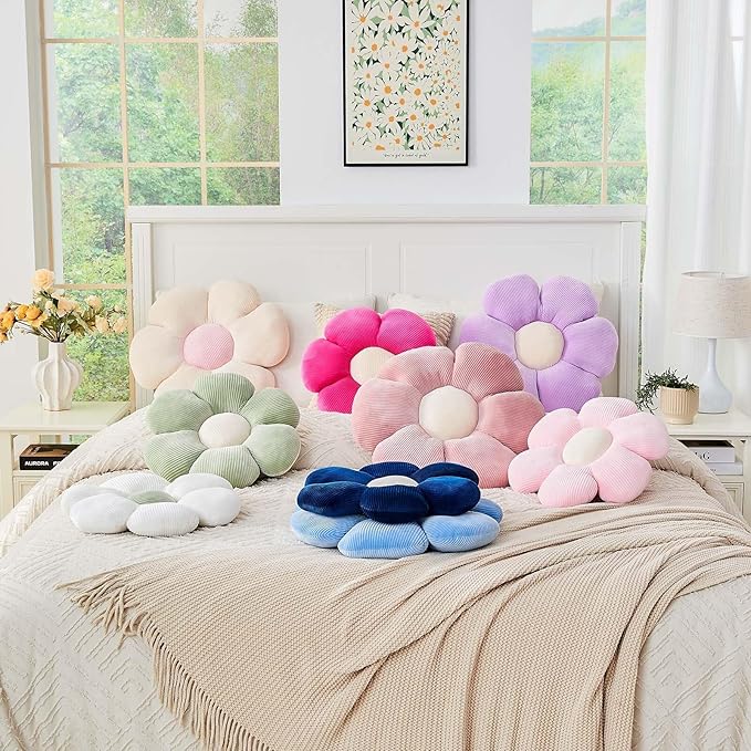 Sage Green Flower Pillow, 17.7" Cute Flower Shaped Floor Pillow, Aesthetic - Image 6