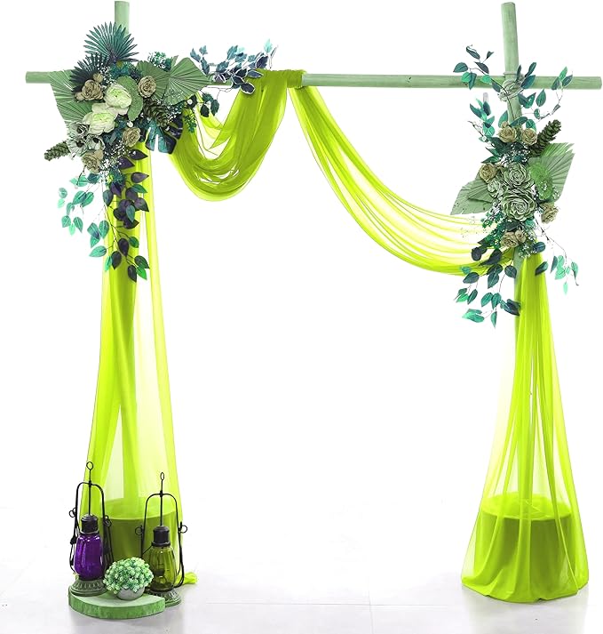 VDS Pack of 4 Panel Wedding Arch Draping Fabric Sheer Chiffon Fabric Drapery - Image 4