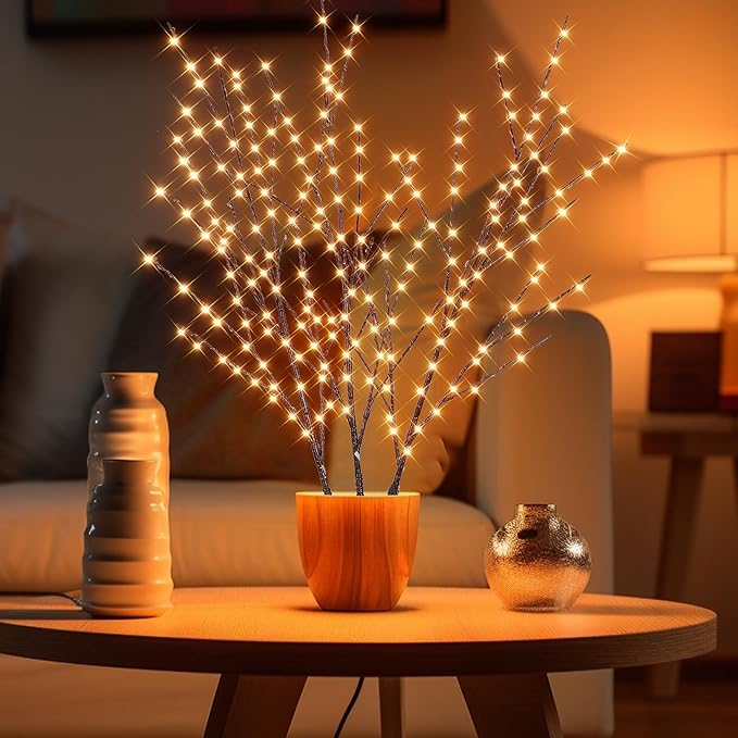 33in Lighted Branches with 180 LED Lights, Twinkling Light Up Tree with Timer - Image 7