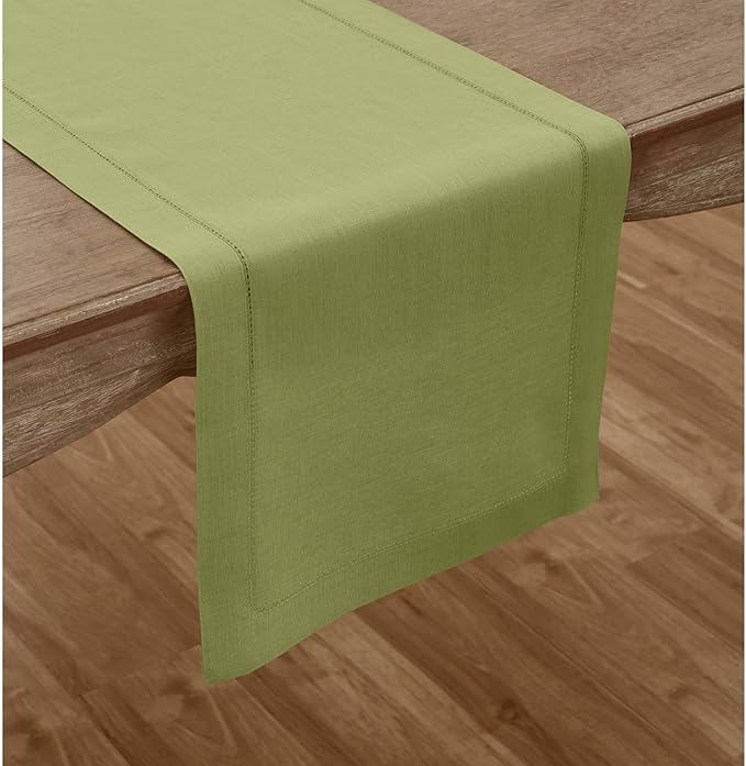 Solino Home Linen Moss Green Table Runner 132 Inches Long - Image 2