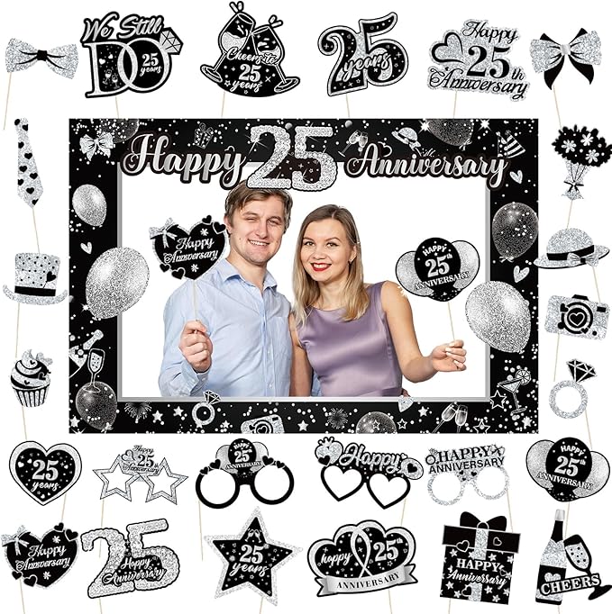 25th Wedding Anniversary Decorations Black Sliver 25th Wedding Anniversary by Unknown