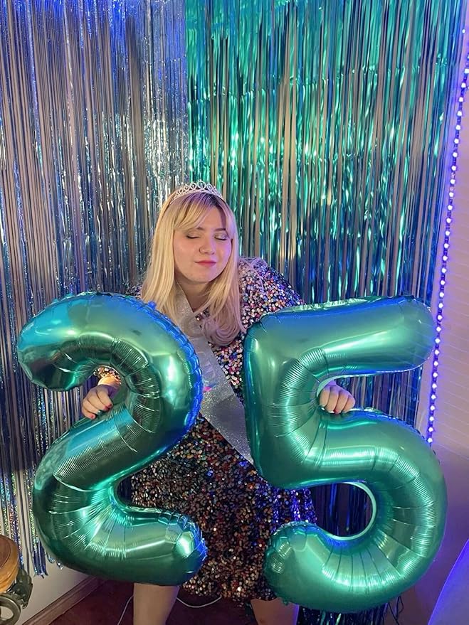 Big 40 Inch Teal Blue 2 Number Balloon Birthday Decoration, Teal Blue Number 2 - Image 4