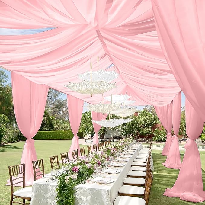 6 Panels Dusty Rose Ceiling Drapes by REWOMC