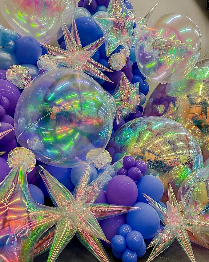 3pcs 26inch 3D iridescent Laser transparency Explosion Star foil balloon - Image 7
