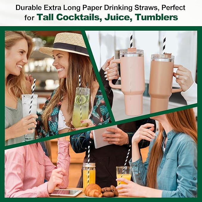 10.25" Long Disposable Paper Drinking Straws, 0.24" Diameter - Image 4