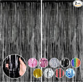 RUBFAC 2 Pack Black Backdrop Party Decorations Tinsel Foil Fringe Curtains by RUBFAC