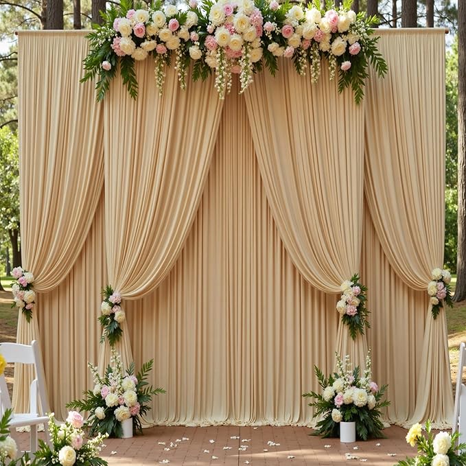 20ft x 15ft Beige Wrinkle Free Backdrop Curtains - Image 6