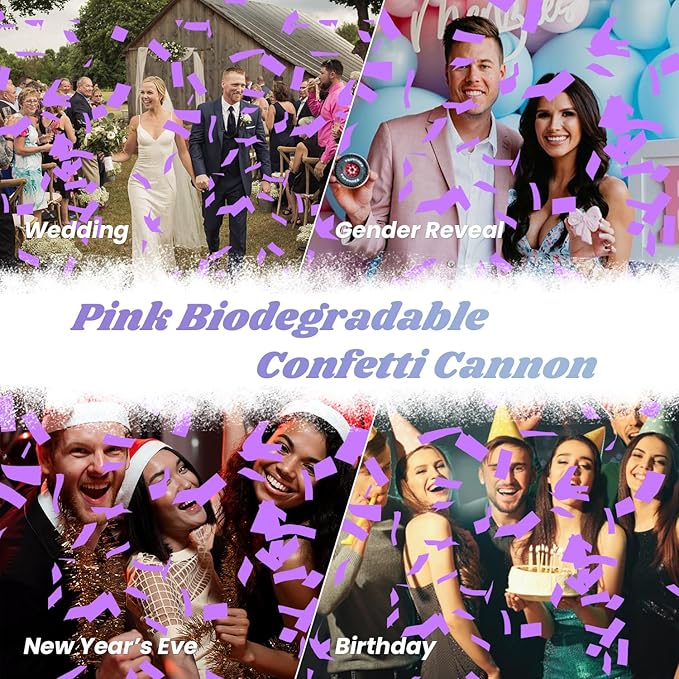 Confetti Cannon 12Pack Purple Biodegradable Cannon Poopers 12Inch Purple Party - Image 4