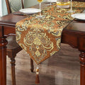 Elegant Floral Chenille Gold Jacquard Table Runner Advanced Caramel-Color by HeMiaor